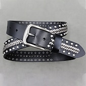 abordables Ceintures pour homme-Homme Ceinture Ceinture Taille Noir Derme Alliage Durable Ajustable Uni Extérieur Quotidien