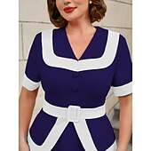 preiswerte Kleider-Retro Vintage 1950er Rockabilly Midlänge A-Linien-Kleid Ausgestelltes Kleid Übergröße Damen Urlaub Heimkehr Party &amp; Abend Erwachsene Kleid Frühling &amp; Sommer