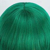 cheap Party Wigs-Green Bubble Perm Wig – Full Bangs, Corn Perm Curls, Ideal for Halloween, Cosplay, Festivals, and Daily Wear