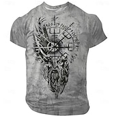  Hombre Vikingo Camiseta Manga Corta Camiseta Impresión 3D Cuello Barco Camisa Retro Antiguo Gótico Calle Casual Diario Negro Rojo Azul Piscina Verano Primavera Todas las Temporadas Ropa S M L XL XXL
