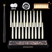 cheap Candle Lights-10/12/20 Pcs Suspended Electronic Candle Lamp Pencil Magic Wand Remote Control Halloween Christmas Party Atmosphere Decoration Lamp AAA Battery Box