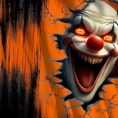 levne Halloween trička-Pánské Strašidelný klaun Žolík Klaun Košile Košile s límečkem Dlouhý rukáv Temný punk gotický Dovolená Jaro Podzim Stojáčkový límec Kulatý límeček 3D tisk Košile na knoflíky Vodní modrá Oranžov