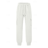 cheap Cargo-Men's Cargo Sweatpants Sweatpants Joggers Trousers Waffle Pants Drawstring Elastic Waist Multi Pocket Plain Comfort Daily Sports Outdoor Fashion Casual Wine Khaki Micro-elastic