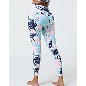 abordables Leggings y mallas de yoga-Mujer Leggings Capri Mallas Leggings de Yoga Control de barriga Alta cintura Gimnasio De Deporte Pilates Prendas de abajo Estampado Negro Amarillo Azul Otoño Deportes Ropa de Deporte Ajuste ceñido