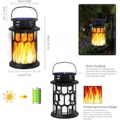 billige Halloween utendørs-1 stk halloween jul utendørs solcelledrevet vanntett blinkende flamme håndholdt lykt 28 led-stråler gårdsplass hage plen sti anhengslampe hengende lys dekorativ lys landskapslys