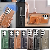 cheap Samsung Cases-Phone Case For Samsung Galaxy S25 S25 Plus S25 Ultra S24 S24 Ultra Plus S23 Ultra Plus Back Cover with Stand Holder Card Slot Shockproof Retro TPU PU Leather