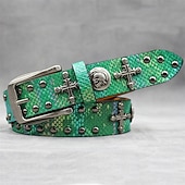 Недорогие Мужские ремни-Муж. ремень Автоматическая пряжка Быстрый выпуск Кожа PU Сплав Винтаж Прочный Регулируется Крест Черепа Синий Серебряный на открытом воздухе Повседневные Пояс на талию