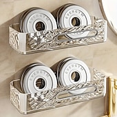 お買い得  収納＆整理-壁掛け式バスルーム収納ラック、ドリル不要、壁掛け式トイレ収納オーガナイザー、トイレタリーや日用品用の透明コスメティックオーガナイザー