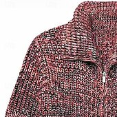 economico Maglioni Cardigan da uomo-Per uomo Felpa Cardigan A Coste Maglia Top Regolari Lavorato a maglia Semplice Colletto ripiegato Vacanza Moda Casuale Abbigliamento quotidiano Abbigliamento Primavera &amp; Autunno Nero Rosso M L XL