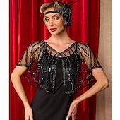 billige Sjalkappe-kvinners 1920-talls sjal sjal paljetter flapper kveldssjal for kvinner Gatsby-tilbehør til Harlem-kvelden
