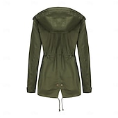 economico giacca attiva-Per donna Cappotto Impermeabile Confortevole Cerniera completa Coulisse Moda Stile da Strada Semplice All&#039;aperto Casual Quotidiano Lungo Con Cappuccio Vestibilità regolare Manica Lunga Capispalla