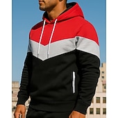economico Felpa &amp; Sweatshirt-Per uomo Top casual Felpa con cappuccio Felpe Coulisse Tasca Manica Lunga Top Athleisure Autunno Blocco di colori Antivento Escursionismo Allenamento Atletico abbigliamento sportivo Abbigliamento