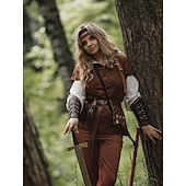 abordables Hauts-Punk &amp; Gothique Médiéval Renaissance Manteau Veste Gilet Pirate Viking Ranger Elfe Déguisement Homme Viking Fête / Soirée Adulte Gilet