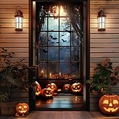Halloween Door Cover – Haunted House Corridor with Blue Moonlight, Spooky Entrance Banner, Scary Outdoor 2025 Halloween Decoration for Bedroom, Living Room, Bathroom4