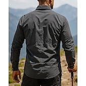 preiswerte Oberteile-Herren Cargo-Shirt Wanderspitze Hemd mit abzippbaren Ärmeln Langarm Umlegekragen Oberteil Außen Schnelltrocknend Baumwollmischung Grau Reisen Laufen