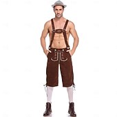 voordelige Heren-Oktoberfest Lederhosen Hemd Alpine Hoed Bavarian Duits Weiden Voor heren Carnaval Feest Bierfestival Doek in traditionele stijl Blouse Short Outfits