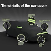 baratos Coberturas para automóveis-Capa de carro resistente à prova d&#039;água, proteção máxima contra chuva, neve, raios UV, vento e poeira, com faixa reflexiva