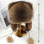 abordables Chapeaux-Bonnet en peluche marron de Noël avec queue de raton laveur pour adultes, doté d&#039;un design classique avec des cache-oreilles et une queue, parfait pour les activités de plein air hivernales