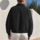 economico Giubbotti Casual-Per uomo Giacca Leggera Giacca Casual Vacanza Quotidiano Tasca Primavera Autunno Semplice Moda Classico Bavero Regolare Nero Blu marino Beige Giacca
