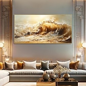 baratos Landscape Paintings-Handmade Oil Painting Wall Art Decoration Modern Abstract Sea Wave for Living Room Home Decor Stretched Frame Hanging Painting/Rolled Canvas (No Frame)
