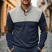 billige Basic gensere-Herre Genser Polo genser Svart Rød Navyblå Brun Grå Polokrage Fargeblokk Lapper Fargeblokk Sport &amp; Utendørs Avslappet Daglig Gatemote Kul Designer Alle årstider Klær Gensere Gensere