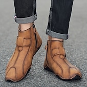 abordables Bottines-Bottines rétro faites main pour hommes avec fermeture velcro – bottes de marche décontractées et artistiques pour hommes créatifs et tenues urbaines de tous les jours
