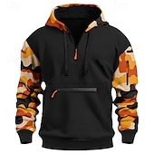 abordables sudaderas basicas hombre-Hombre Sudadera Sudadera con capucha y cremallera de un cuarto Rojo Azul Piscina Naranja Verde Trébol Gris Con Capucha camuflaje Retazos Bolsillo Deporte Diario Festivos Poliéster Ropa de calle