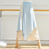 baratos Roupa de Dança Latina-leggings com saia para mulheres, calças de ioga, leggings elásticas para dança de balé, meia-calça de chiffon com saia para balé latino, salsa e tango