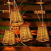 cheap LED String Lights-Rattan Decorative String Lights Boho String Lights with 20 Mini Bulbs  Weatherproof Lantern Style Patio Lights for Indoor/Outdoor Home Decor Pergola Porch Party and Backyard