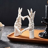 cheap Halloween Hanging &amp; Tabletop Decorations-Halloween Resin Skeleton Heart Hands Decor, Skull Head with Skeleton Hands Forming Heart Shape, Spooky Tabletop Decoration for Halloween Party and Home Holiday Display