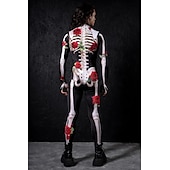 levne Kostýmy pro páry a skupiny-Lebka, kostra, cukrová lebka, body, halloween, skupinové kostýmy pro páry, celotělový kombinéza, strašidelný kostým pro pány, ženy, chlapce, děti, dospělé, představení, párty, klub, halloween,