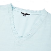 preiswerte Baumwoll-Leinen T-Shirts-Herren T-Shirt Leinen-T-Shirt Kurze Ärmel V Ausschnitt Sommer Einfach Mode Designer Basic Weich Urlaub Alltagstauglich Strand Hellblau Weiß Rosa Top T-Shirt für Herren