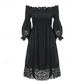 preiswerte Einfaches Kleid-Damen Minikleid Freizeitkleid Sommerkleid Mode Modern Täglich Strand Wochenende Normale Passform Einfach Langarm Schulterfrei Schwarz Sommer