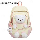 abordables Sacs à dos pour Enfants et Adolescents-Sac à dos d&#039;école jaune et rose pour filles avec motif ours en peluche, joli sac léger pour les élèves de maternelle et du primaire