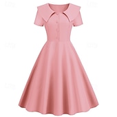 levne Šaty-Retro 50. léta Rockabilly Polední Šaty Šaty na šaty Rozevláté Do V Maškarní kostým Dámské předvečer Všech svatých Karneval Valentýna Čajový dýchánek Retro tematická párty Dospělé Šaty Léto