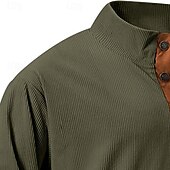 economico Felpe di base-Per uomo Maglia Velluto a coste Felpa con cappuccio abbottonata Aalbicocca Nero Verde militare Marrone Grigio chiaro Colletto Mao Semplice Patchwork Sport &amp; Outdoor Casuale Quotidiano Streetwear Cool