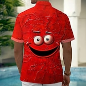 baratos Padrão 3D-Homens Desenho Animado Engraçado Rosto sorridente Camisa Social camisa de verão camisa de botão Manga Curta Moda Casual Ao ar livre Férias Dia a Dia Verão Primavera Aberto para a Lateral Impressão 3D