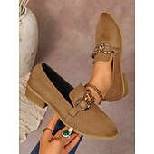 billige Sneakers til kvinner-Dame Treningssko Komfort Sko Daglig Blokker hælen Spisstå Fritid Semsket lær Tøfler Leopard Brun