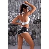 halpa Pohjat-Retro / vintage 1980 luku Kiiltävä metallinen Shortsit Hotpants Disko Paljetti Yhtenäinen väri Naamiaispuku Naisten Karnevaali puku Karnevaali Klubi Pride-paraati Pride-kuukausi Aikuisten Shortsit