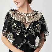 abordables Cape Châle-Écharpe Femme Élégant Protection solaire Manche Courte Dentelle Boléros de Mariage Avec Perlage Pour Mariage Été