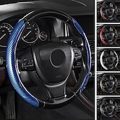 abordables Servicio de Vehículo-Funda antideslizante de silicona y fibra de carbono para volante de coche, ajuste universal, elegante, antideslizante, con agarre suave, para la decoración interior del coche y un cómodo accesorio de conducción.