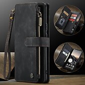 abordables Coques Samsung-téléphone Coque Pour Samsung Galaxy Pixel 8 Pro Pixel 9 Pixel 9a Étui Portefeuille Fermeture Éclair avec Lanière Support TPU faux cuir