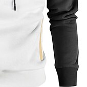 economico felpe in pile-Per uomo Felpa con cappuccio Felpa con cappuccio in pile Bianco Giallo Verde militare Rosso Cachi Con Cappuccio Blocco di colori Patchwork Blocco di colore Sport &amp; Outdoor Casuale Quotidiano
