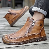 abordables Bottines-Bottines zippées faites main pour hommes pour un confort quotidien – bottes de marche décontractées de style vintage pour les voyages d&#039;automne et les aventures urbaines