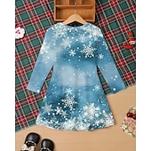 halpa 3D Shining Vision -mekko-joulu Tyttöjen 3D Hirvi Lumihiutale Mekko Pitkähihainen Kesä Kevät Loma Päivittäin Pyhäpäivä Prinsessa Kaunis Makea Lapset 4-12 vuotta Rento mekko A linjainen mekko Polvipituinen Normaali