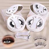 abordables Soins Personnels &amp; Santé-Cils magnétiques souples, boîte tout-en-un, kit de cils magnétiques réutilisables avec applicateur, aspect naturel, cils de chat légers, poils duveteux, faux cils doux pour un usage quotidien, outils
