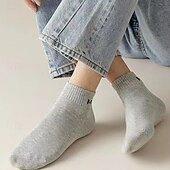 economico calzini da uomo-Per uomo 10 coppie Pacchi Multipli Calzini Calzini da Corsa Calzini Casual Nero+Bianco+Grigio Nero Colore Lettera Vacanza Sport &amp; Outdoor Quotidiano Base Medio Primavera Autunno Moda Casual