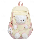 abordables Sacs à dos pour Enfants et Adolescents-Sac à dos d&#039;école jaune et rose pour filles avec motif ours en peluche, joli sac léger pour les élèves de maternelle et du primaire