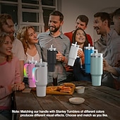 Недорогие Декоративные огни-6-цветная светодиодная подсветка ручки для стакана Stanley 40 унций/30 унций, удобная ручка для бутылки с водой для стакана Stanley, совместимая с аксессуарами для стакана Stanley 40 унций, подходит для использования на улице, на вечеринке, дома