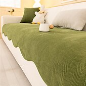 cheap Sofa Cover-Minimalist Herringbone Chenille Non-Slip Wavy Edge Couch Cover